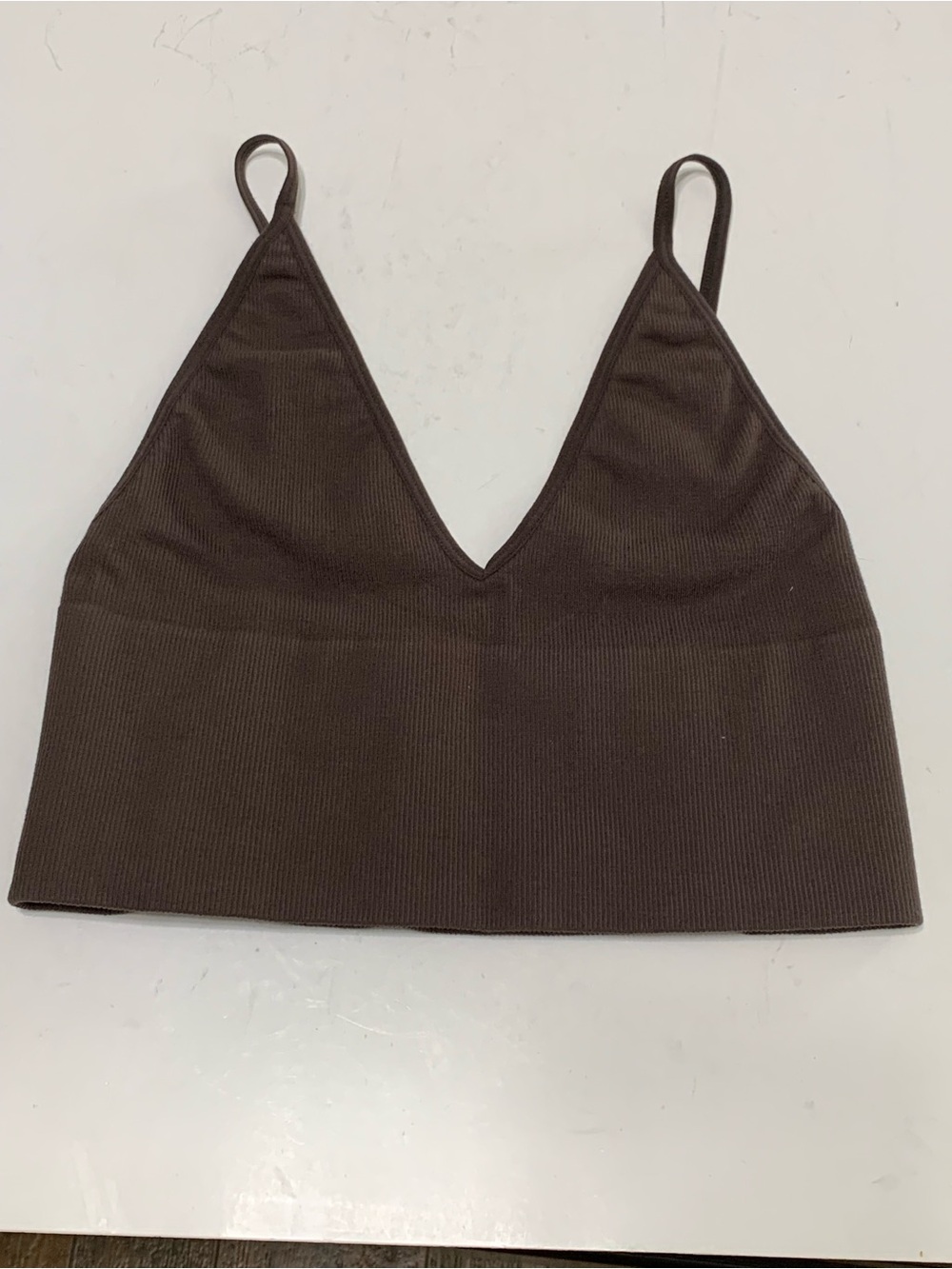 Together Chocolate Ribbed V-Neck Bralette - Never Worn